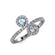 4 - Kevia Aquamarine and Diamond with Side Diamonds Bypass Ring 