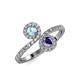 4 - Kevia Aquamarine and Iolite with Side Diamonds Bypass Ring 