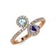 4 - Kevia Aquamarine and Iolite with Side Diamonds Bypass Ring 