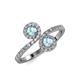 4 - Kevia Aquamarine with Side Diamonds Bypass Ring 