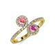 4 - Kevia Pink Tourmaline and Pink Sapphire with Side Diamonds Bypass Ring 