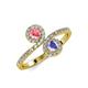 4 - Kevia Pink Tourmaline and Tanzanite with Side Diamonds Bypass Ring 