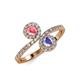 4 - Kevia Pink Tourmaline and Tanzanite with Side Diamonds Bypass Ring 