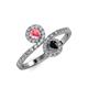 4 - Kevia Pink Tourmaline and Black Diamond with Side Diamonds Bypass Ring 
