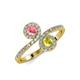 4 - Kevia Pink Tourmaline and Yellow Diamond with Side Diamonds Bypass Ring 