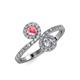 4 - Kevia Pink Tourmaline and Diamond with Side Diamonds Bypass Ring 