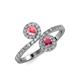 4 - Kevia Pink Tourmaline and Rhodolite Garnet with Side Diamonds Bypass Ring 