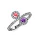 4 - Kevia Pink Tourmaline and Amethyst with Side Diamonds Bypass Ring 