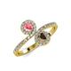 4 - Kevia Pink Tourmaline and Smoky Quartz with Side Diamonds Bypass Ring 