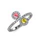 4 - Kevia Pink Tourmaline and Yellow Sapphire with Side Diamonds Bypass Ring 