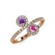 4 - Kevia Amethyst and Pink Sapphire with Side Diamonds Bypass Ring 