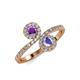 4 - Kevia Amethyst and Tanzanite with Side Diamonds Bypass Ring 