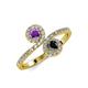 4 - Kevia Amethyst and Black Diamond with Side Diamonds Bypass Ring 