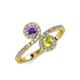 4 - Kevia Amethyst and Yellow Diamond with Side Diamonds Bypass Ring 