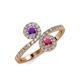 4 - Kevia Amethyst and Rhodolite Garnet with Side Diamonds Bypass Ring 