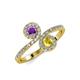 4 - Kevia Amethyst and Yellow Sapphire with Side Diamonds Bypass Ring 