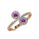4 - Kevia Amethyst with Side Diamonds Bypass Ring 