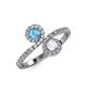 4 - Kevia Blue Topaz and White Sapphire with Side Diamonds Bypass Ring 