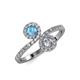 4 - Kevia Blue Topaz and Diamond with Side Diamonds Bypass Ring 