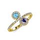 4 - Kevia Blue Topaz and Iolite with Side Diamonds Bypass Ring 