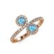 4 - Kevia Blue Topaz with Side Diamonds Bypass Ring 