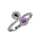 4 - Kevia Iolite and Amethyst with Side Diamonds Bypass Ring 