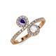 4 - Kevia Iolite and White Sapphire with Side Diamonds Bypass Ring 