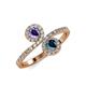 4 - Kevia Iolite and Blue Diamond with Side Diamonds Bypass Ring 