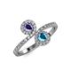4 - Kevia Iolite and London Blue Topaz with Side Diamonds Bypass Ring 
