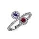 4 - Kevia Iolite and Ruby with Side Diamonds Bypass Ring 