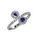 4 - Kevia Iolite and Blue Sapphire with Side Diamonds Bypass Ring 