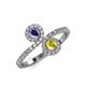 4 - Kevia Iolite and Yellow Sapphire with Side Diamonds Bypass Ring 