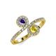 4 - Kevia Iolite and Yellow Sapphire with Side Diamonds Bypass Ring 