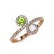 4 - Kevia Peridot and White Sapphire with Side Diamonds Bypass Ring 