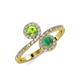 4 - Kevia Peridot and Emerald with Side Diamonds Bypass Ring 
