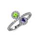 4 - Kevia Peridot and Iolite with Side Diamonds Bypass Ring 
