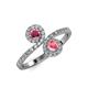 4 - Kevia Rhodolite Garnet and Pink Tourmaline with Side Diamonds Bypass Ring 
