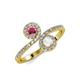 4 - Kevia Rhodolite Garnet and White Sapphire with Side Diamonds Bypass Ring 