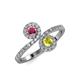 4 - Kevia Rhodolite Garnet and Yellow Diamond with Side Diamonds Bypass Ring 