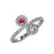 4 - Kevia Rhodolite Garnet and Diamond with Side Diamonds Bypass Ring 