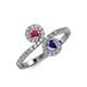 4 - Kevia Rhodolite Garnet and Iolite with Side Diamonds Bypass Ring 