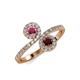 4 - Kevia Rhodolite and Red Garnet with Side Diamonds Bypass Ring 
