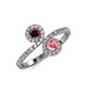 4 - Kevia Red Garnet and Pink Tourmaline with Side Diamonds Bypass Ring 