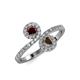 4 - Kevia Red Garnet and Smoky Quartz with Side Diamonds Bypass Ring 