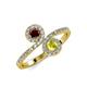 4 - Kevia Red Garnet and Yellow Diamond with Side Diamonds Bypass Ring 