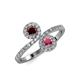 4 - Kevia Red and Rhodolite Garnet with Side Diamonds Bypass Ring 