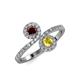 4 - Kevia Red Garnet and Yellow Sapphire with Side Diamonds Bypass Ring 