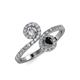 4 - Kevia Black and White Diamond with Side Diamonds Bypass Ring 