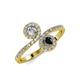 4 - Kevia Black and White Diamond with Side Diamonds Bypass Ring 