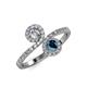 4 - Kevia Blue and White Diamond with Side Diamonds Bypass Ring 
